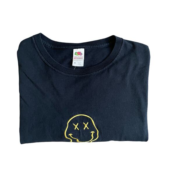 Men's MELTING HAPPY FACE T-Shirt Black Cotton Crew Neck Size Medium - Picture 12 of 14